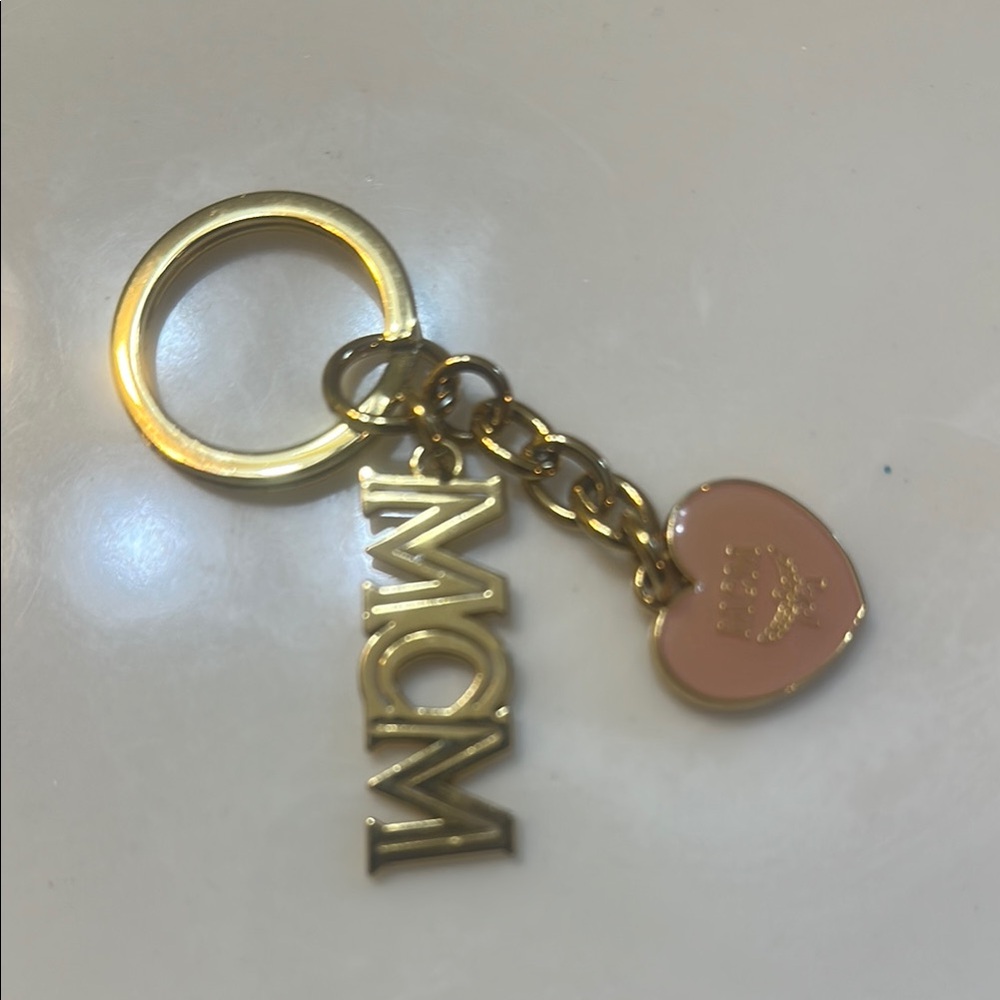 MCM Gold and Pink Heart Key Holder